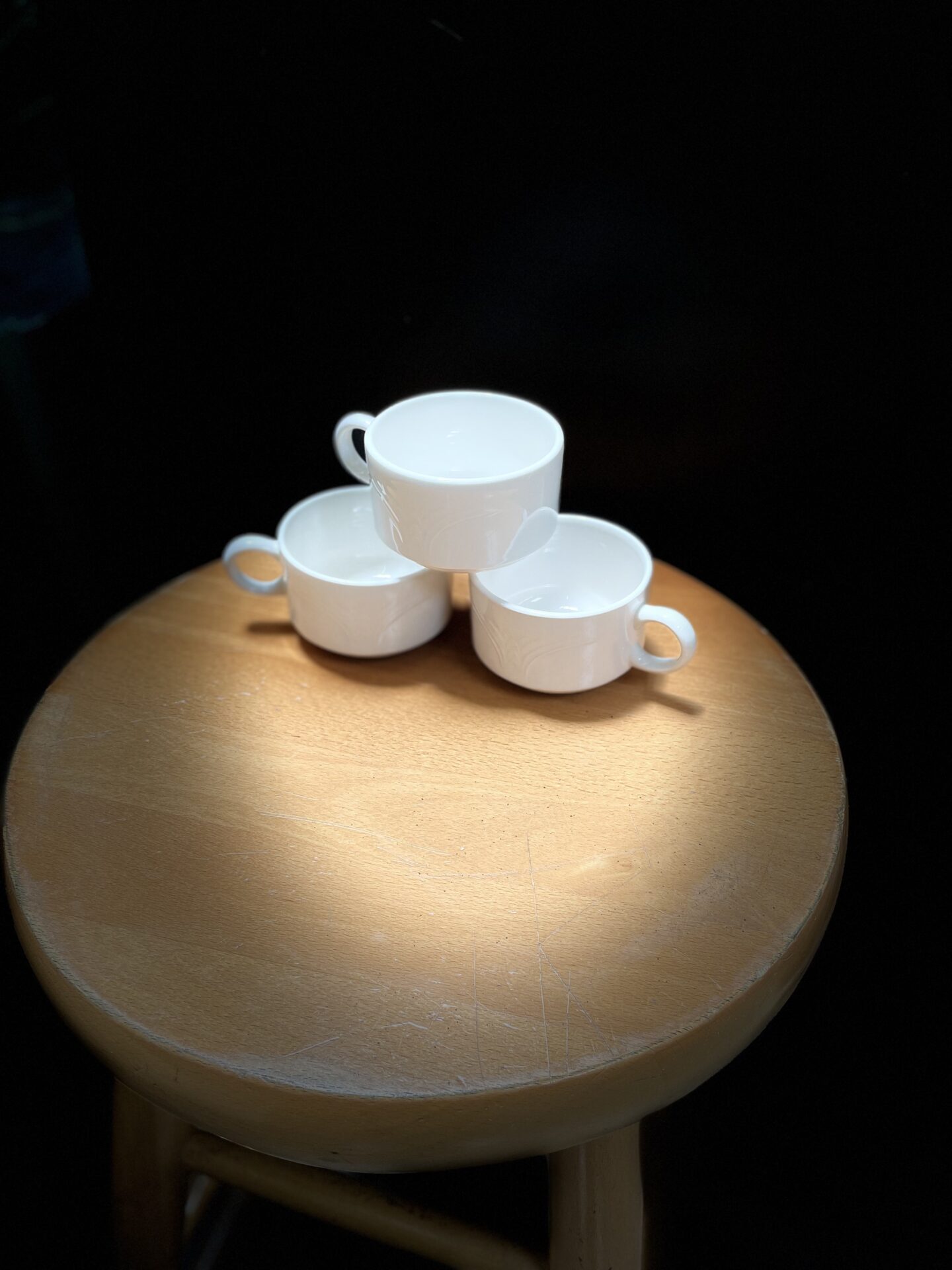 Three white cups