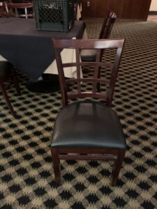 A brown dining chair